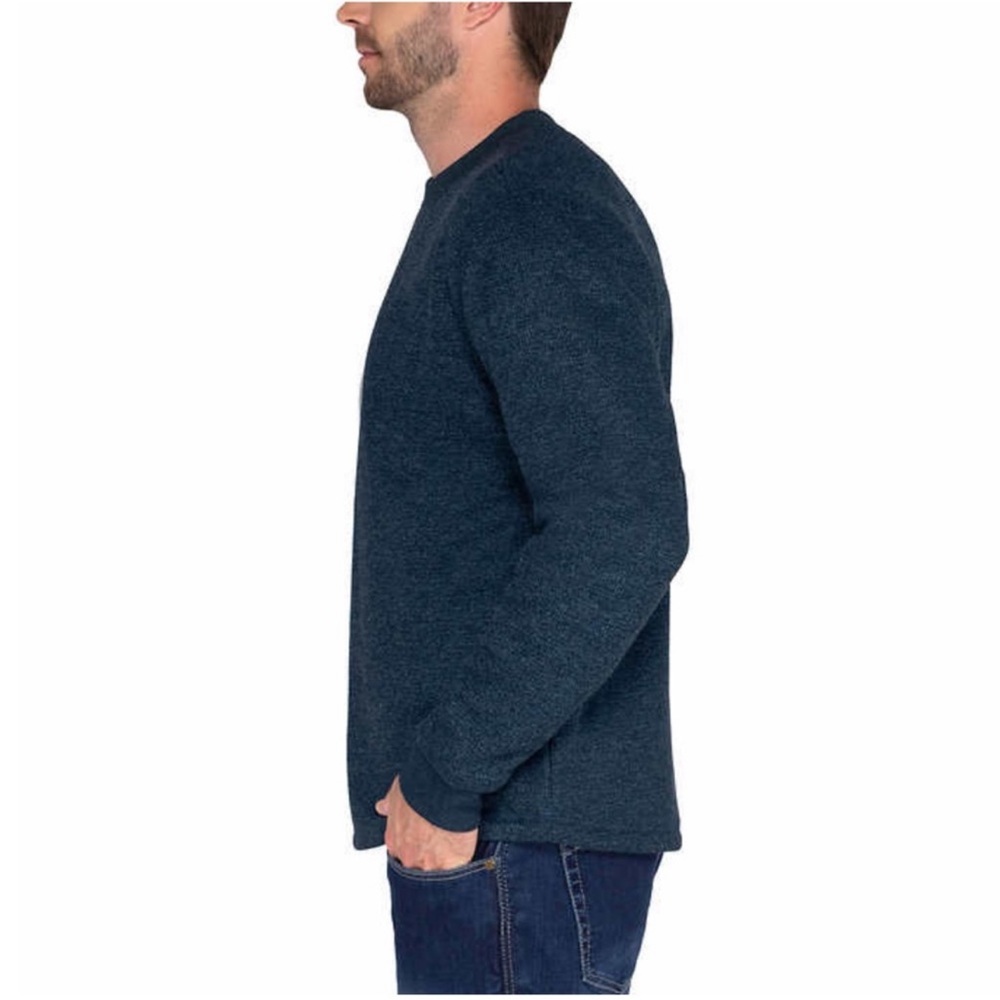BC Clothing Men Fleece Lined Crew Sweatshirt ~ BLUE - Picture 3 of 4